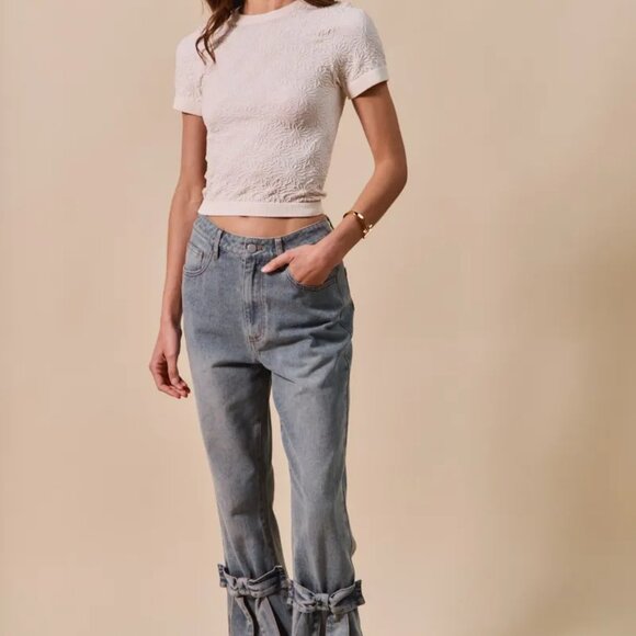 ✨NWT SO ME Floral Patterned Seamless Short Sleeve Top - Picture 8 of 9